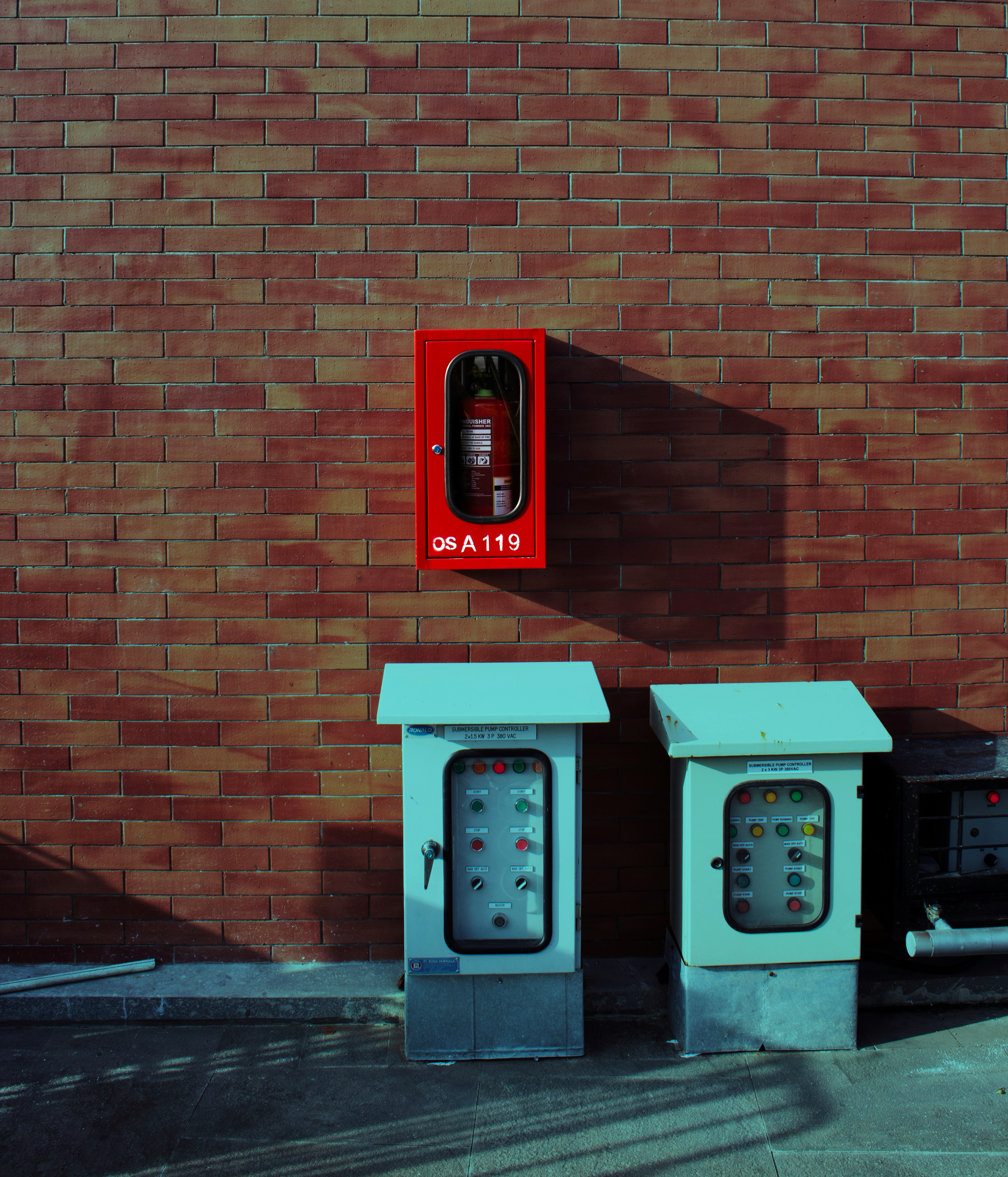 Fire extinguisher and electrical inspection panel